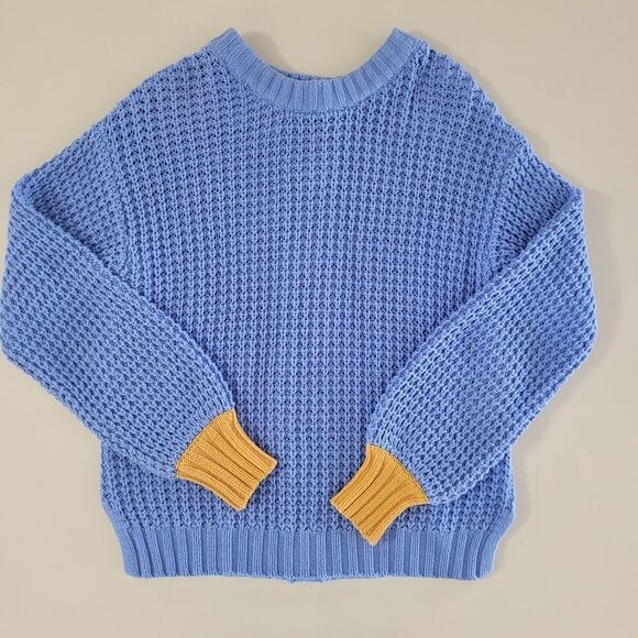POPSUGAR Button Back Blue Crewneck Sweater - Picture 3 of 14